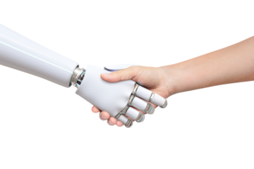 Robot png handshake human, futuristic digital age