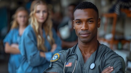 Medical professionals posed with arms crossed, highlighting their readiness to assist patients