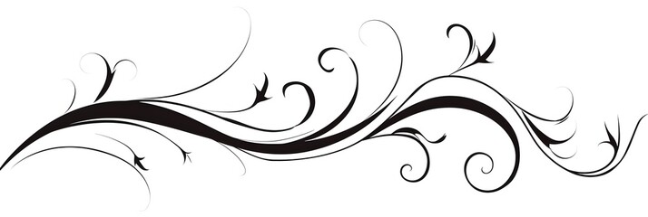 Fototapeta premium Elegant Black Cursive Decorative Horizontal Scroll with Swirling Ends
