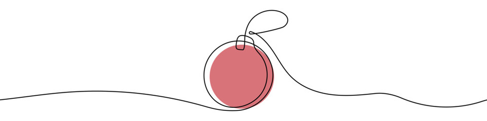 Continuous editable line drawing of Christmas ball. One line drawing of Christmas ball. Vector illustration. Christmas ball icon in one line.
