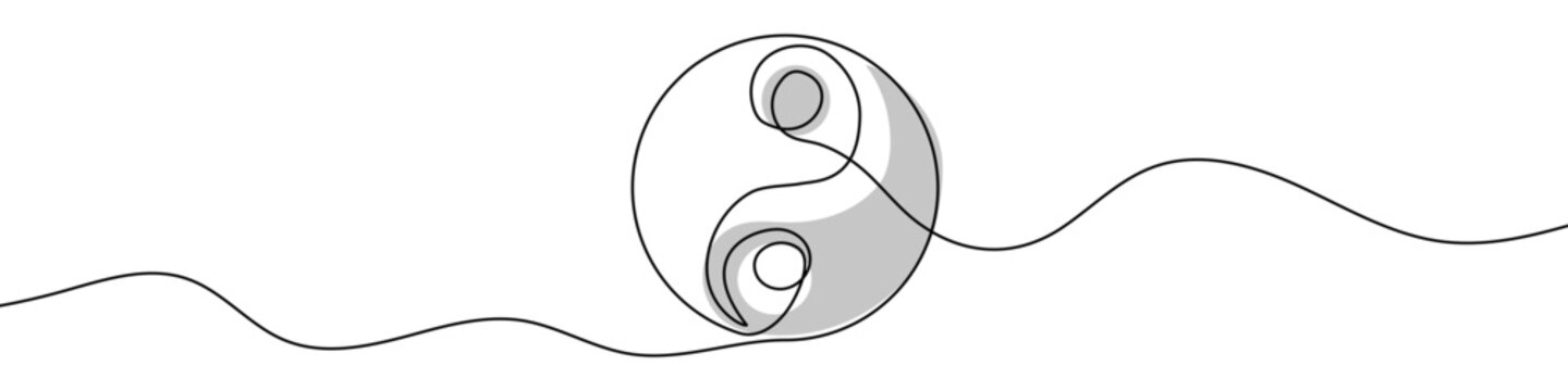 recommend clip art: Continuous editable line drawing of Yin Yang symbol. One line drawing of Yin Yang icon. Vector illustration. Yin Yang symbol in one line.