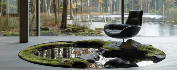office chair with the seat forming a small pond