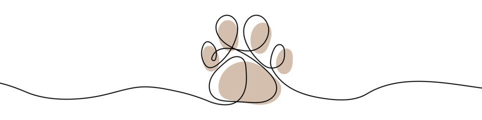 Continuous editable line drawing of Animal footprint . One line drawing of animal footprint icon. Vector illustration. Animal footprint icon in one line.