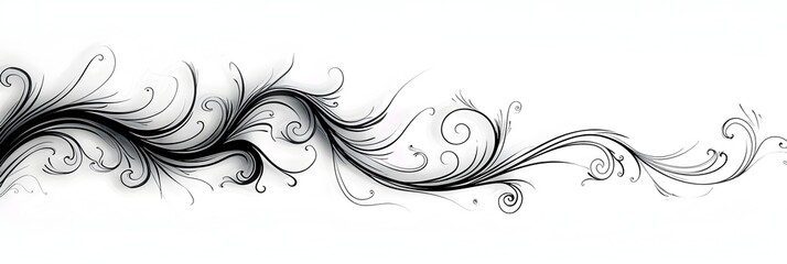 Fototapeta premium Elegant Swirly Cursive Line Art Doodle on White Background