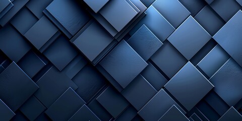 Abstract Blue Geometric Background with 3D Squares