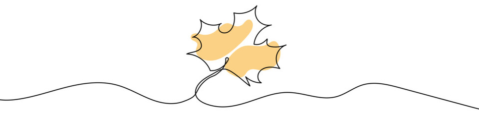 Continuous editable line drawing of leaf icon. One line drawn leaf. Vector illustration. Leaf icon in one line.