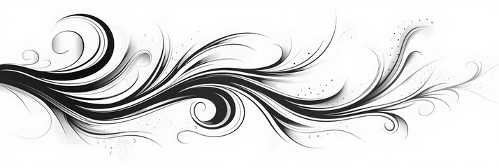 Fototapeta premium Elegant Flowing Cursive Doodle Graphic on White Background