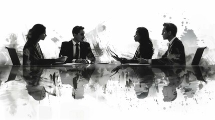 silhouette of business people in the office