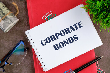 Business concept. The inscription CORPORATE BONDS in the manager's address book