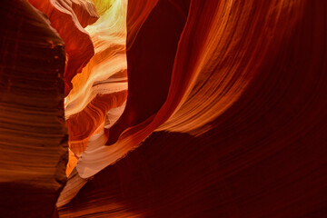 View from the bottom of Antelope Canyon to the top. Arizona, USA.