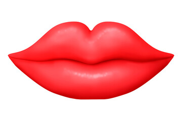 Red lips clipart png, 3d graphic, transparent background