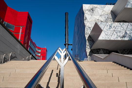 Le Fonds Belval Esch sur Alzette, center of the Luxembourg iron and steel industry, smelting works and blast furnace mixed with modern architecture