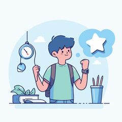 vector a kid ready to go to school