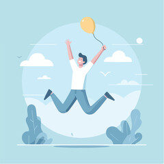 vector a teenager jumps for joy