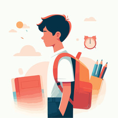 vector a teenager with his school bags