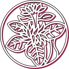 カラーシャドウの円形ミニ花札　長月　菊　9月　菊のカス