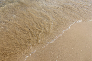 Blue ocean wave on sandy beach. Nature Background, summer time