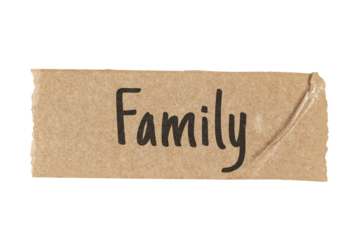 Family png washi tape sticker, typography on transparent background