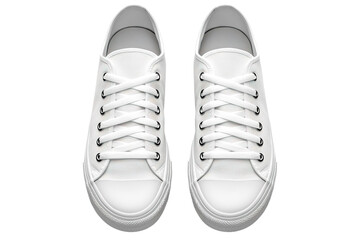 Fototapeta premium A Crisp White Canvas: A Pair of Classic Sneakers Viewed From Above on a Clear PNG or White Background.