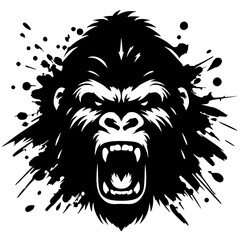 Abstract splash silhouette of angry gorilla face © Breck