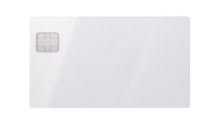 Minimalist white smart card with embedded chip for contactless digital transactions. Ideal for illustrating modern payment methods.