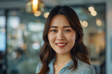 Obraz premium Young Asian Woman Confidently Smiling