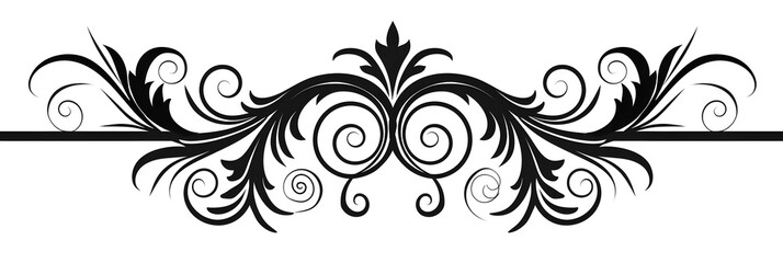 Fototapeta premium Decorative Black Scroll with Curly Ends and Swirls for Elegant Design