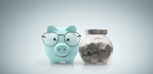 Piggy bank on space for text. saving money, crisis. Business or Retirement Savings