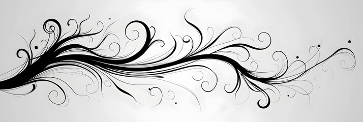 Fototapeta premium Minimalist Black Swirl Art Doodle
