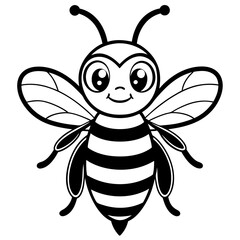 a cute bee line art vector illustrattion