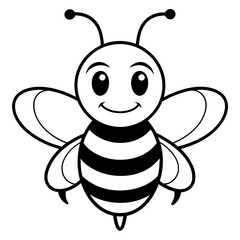 a cute bee line art vector illustrattion