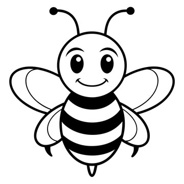 recommend clip art: a cute bee line art vector illustrattion