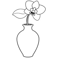 flower vase line art vector illustration