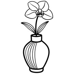 flower vase line art vector illustration