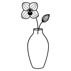 flower vase line art vector illustration