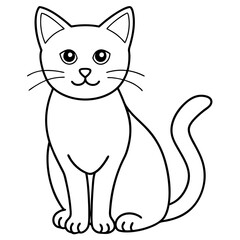 Cute cat, clean line art, minimalist, vector illustration