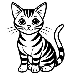 Cute cat, clean line art, minimalist, vector illustration