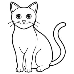 Cute cat, clean line art, minimalist, vector illustration