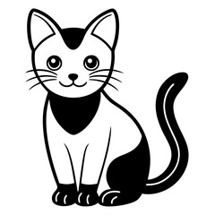 Cute cat, clean line art, minimalist, vector illustration