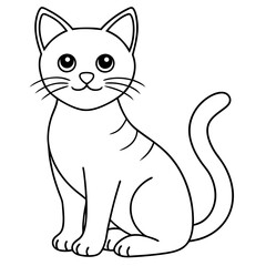 Cute cat, clean line art, minimalist, vector illustration