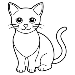 Cute cat, clean line art, minimalist, vector illustration