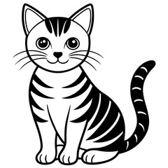 Cute cat, clean line art, minimalist, vector illustration