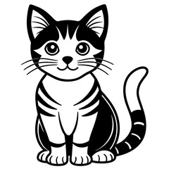 Cute cat, clean line art, minimalist, vector illustration