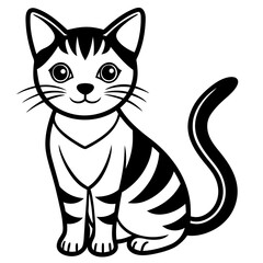Cute cat, clean line art, minimalist, vector illustration