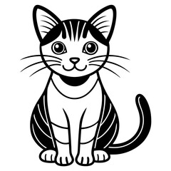 Cute cat, clean line art, minimalist, vector illustration