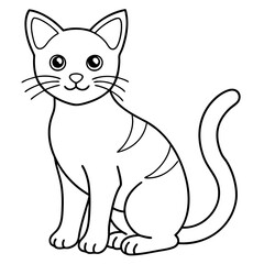 Cute cat, clean line art, minimalist, vector illustration