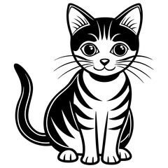 Cute cat, clean line art, minimalist, vector illustration