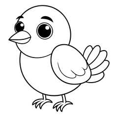 single baby sparrow  line art vector