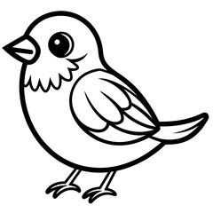 single baby sparrow  line art vector
