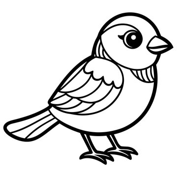 recommend clip art: single baby sparrow  line art vector